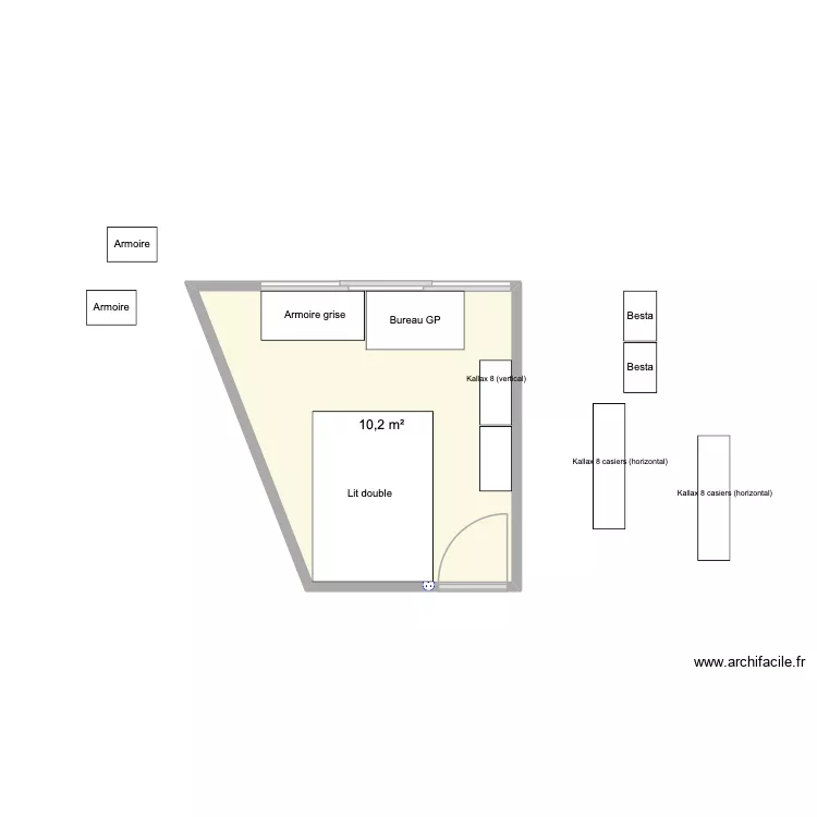Chambre parents. Plan de 