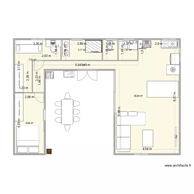 maison contener 1. Plan de 6  et 63 m²