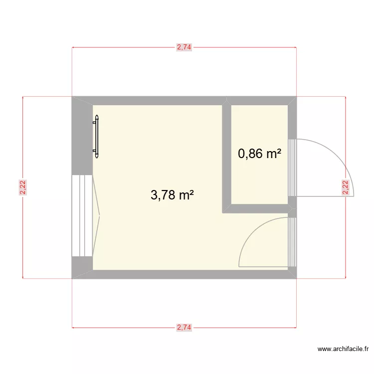 Salle de bain 2nd. Plan de 2 pièces et 5 m²