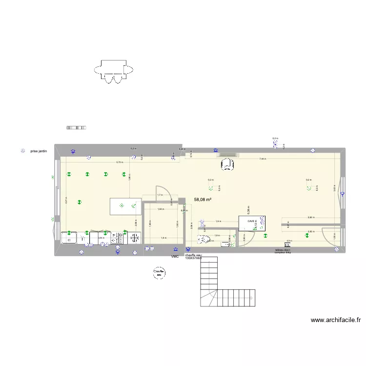 cloisons définitives. Plan de 1 et 58 m² cloisons définitives. Plan de 1 et 58 m²