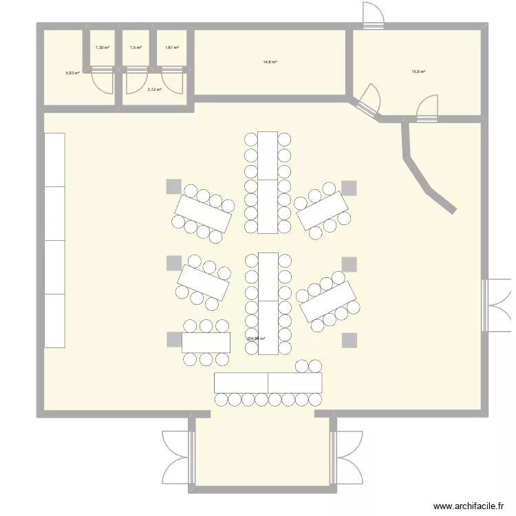 plan de table bis. Plan de 8  et 249 m²