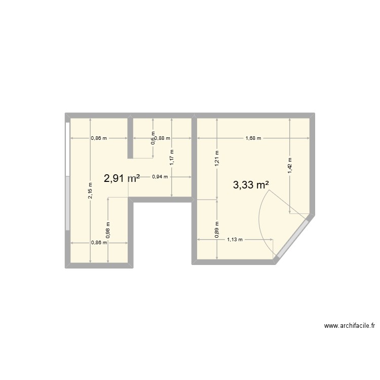 salles_d_eau_plan_refait_apres_mesures. Plan de 2 pièces et 6 m2