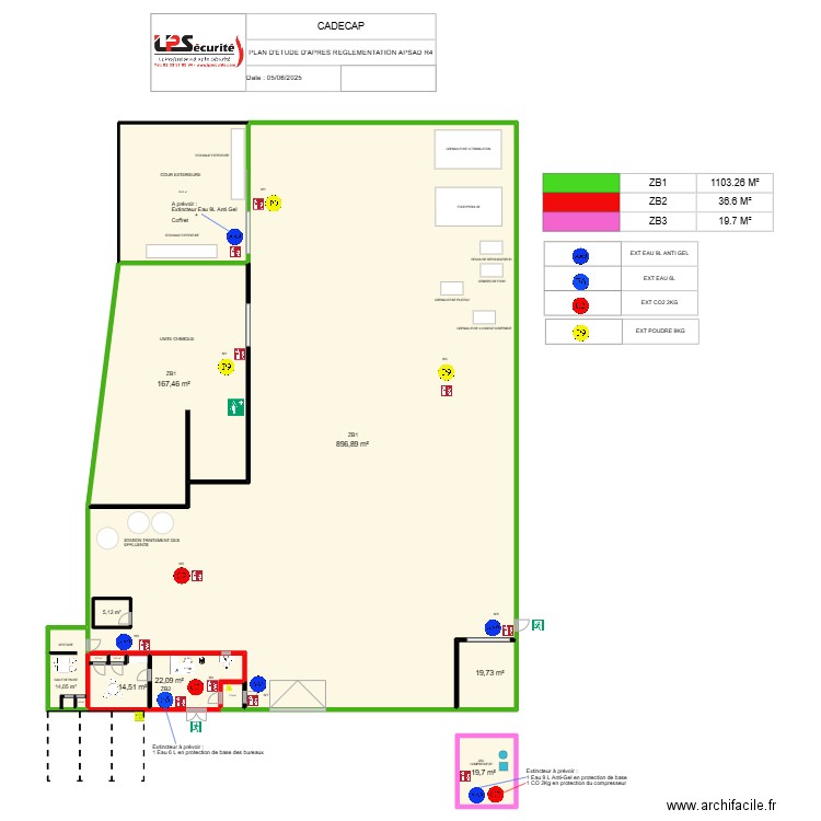 CADECAP. Plan de 13 pièces et 1261 m2