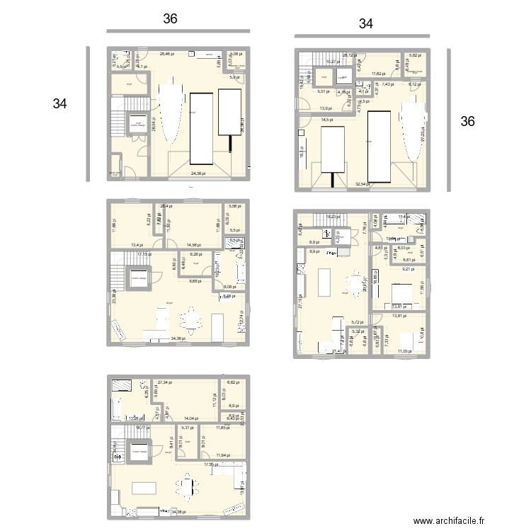 future maison. Plan de 25 pièces et 520 m2