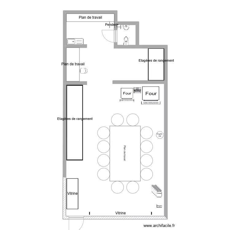 Atelier poterie. Plan de 