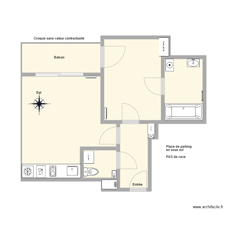 153 H Ginoux. Plan de 7 pièces et 44 m2