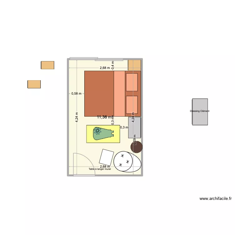 Chambre Parents_Transition Baby #3. Plan de 1  et 11 m²