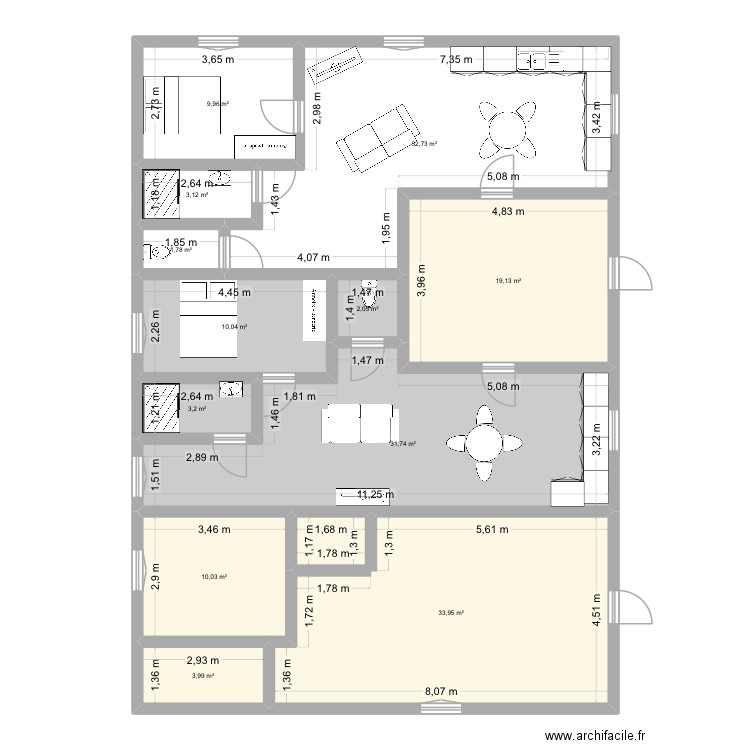 Test. Plan de 12 pièces et 162 m2