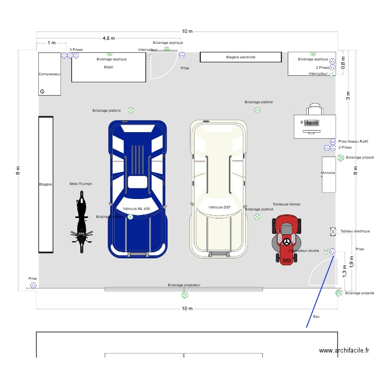 garage 2 portes. Plan de 2 pièces et 156 m2