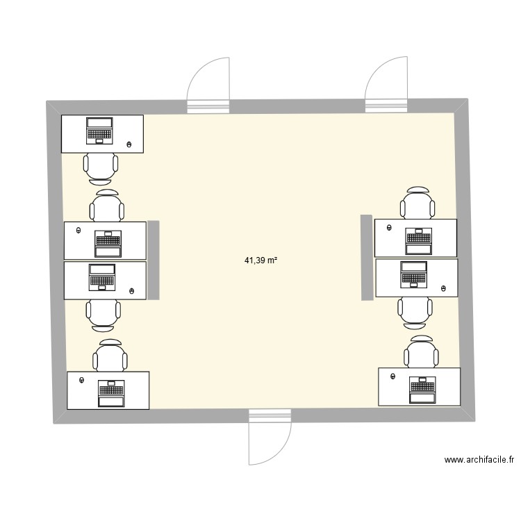 plan bureau 2. Plan de 1 pièce et 41 m2