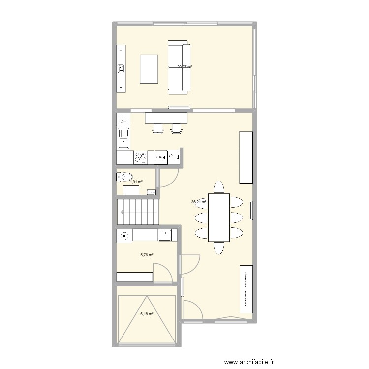 Maison. Plan de 5 pièces et 70 m2