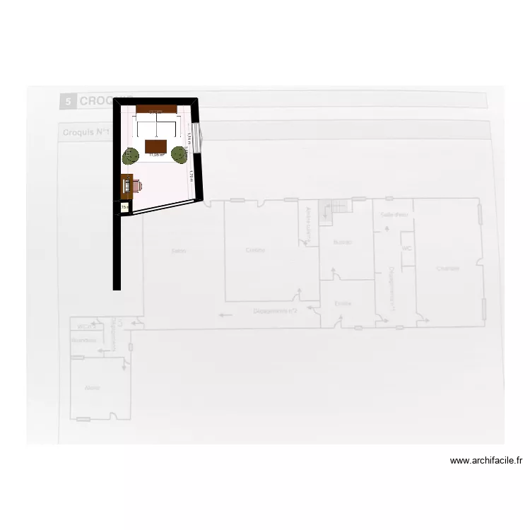 Longère version 3. Plan de 2 et 11 m² Longère version 3. Plan de 2 et 11 m²