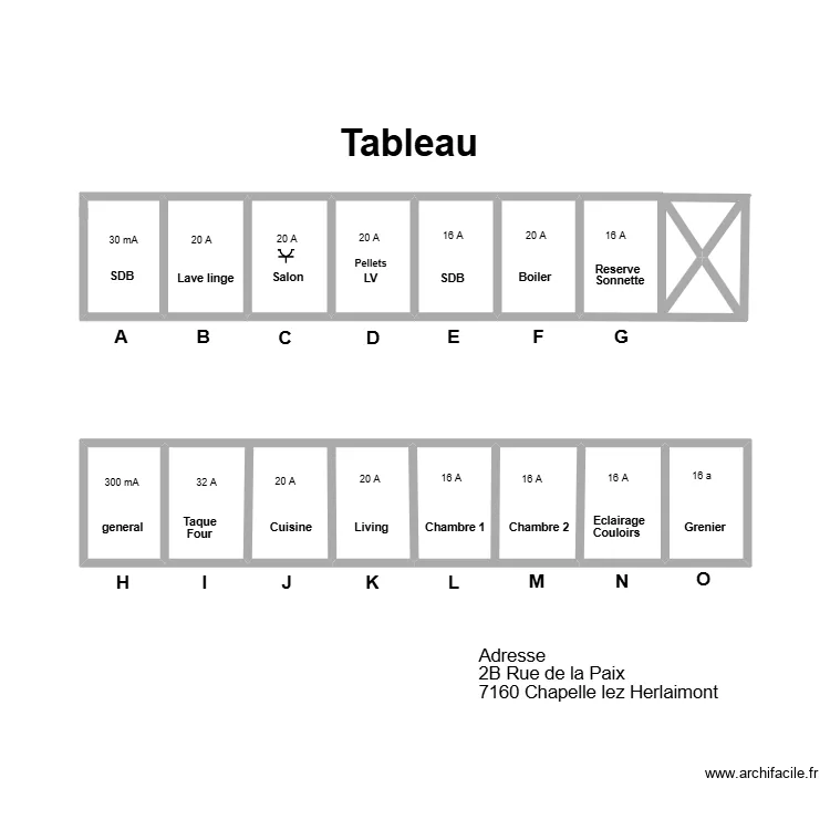 Chapelle tableau. Plan de 10  et 16 m²