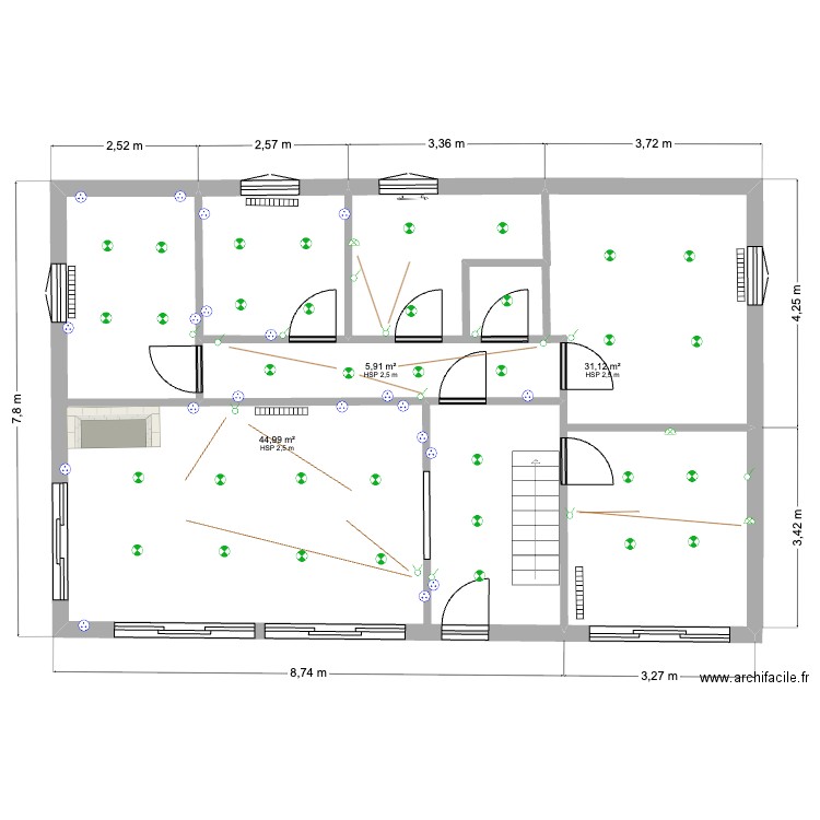 pollionnay. Plan de 3 pièces et 82 m2
