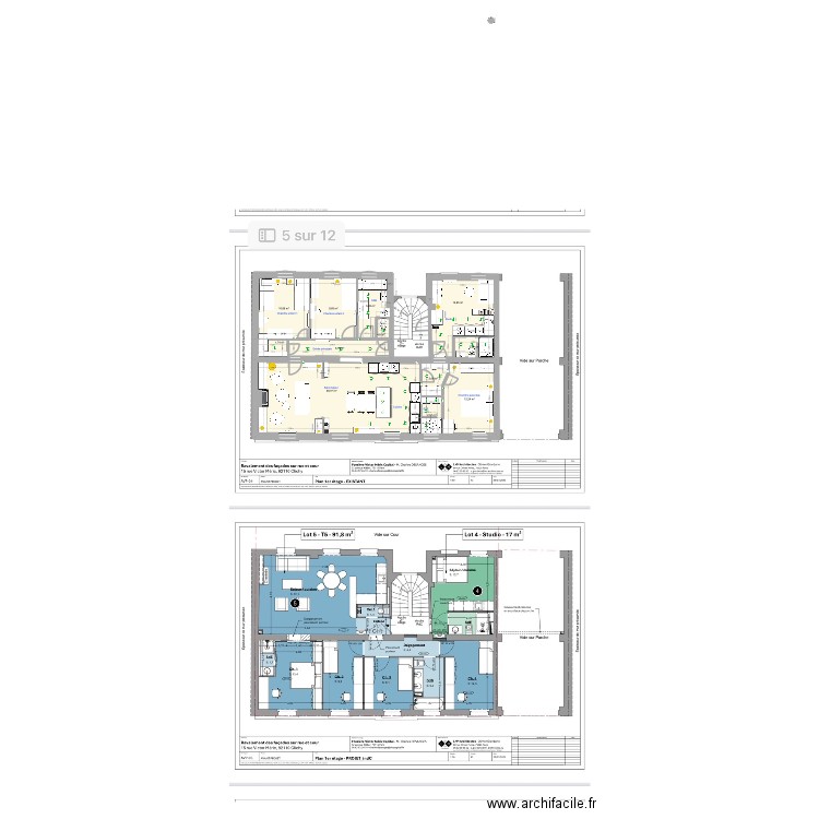 appart clichy 14. Plan de 12 pièces et 108 m2