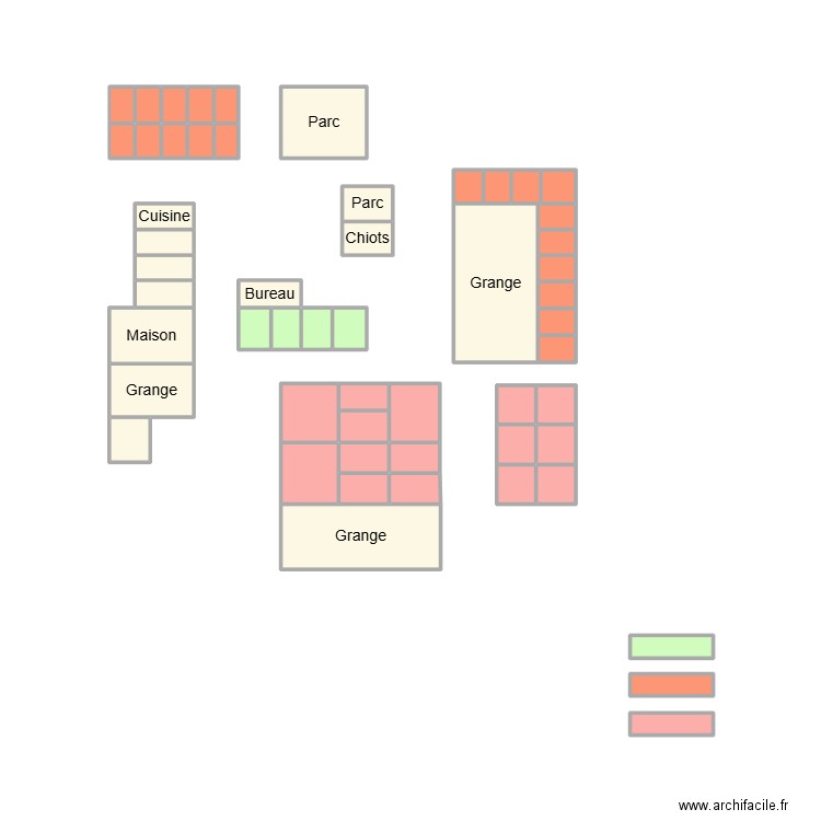 plan élevage. Plan de 54 pièces et 14 m2