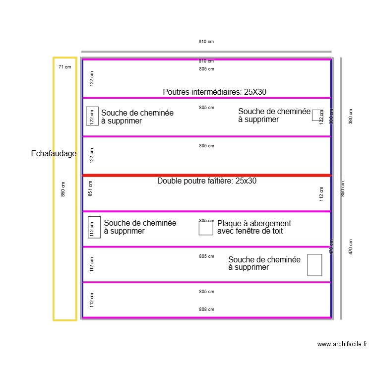 Plan ELBAZI. Plan de 8 pièces et 71 m2