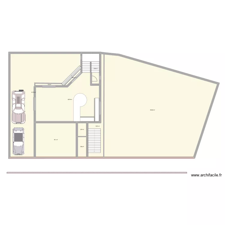 Plan NIV 1. Plan de 10  et 399 m²