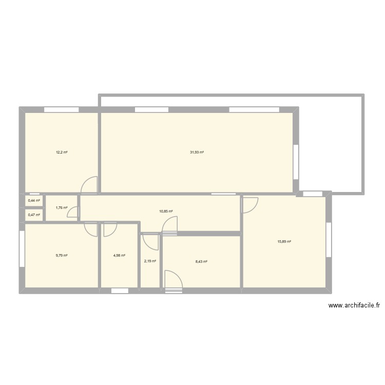 appartement bay pitzalis 1er sud. Plan de 11 pièces et 99 m2