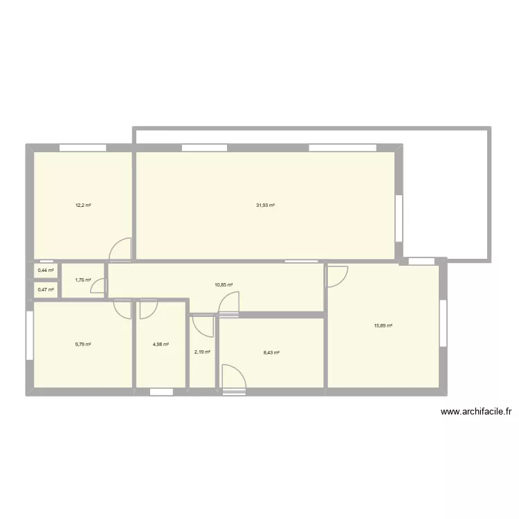 appartement bay pitzalis 1er sud. Plan de 11 pièces et 99 m²