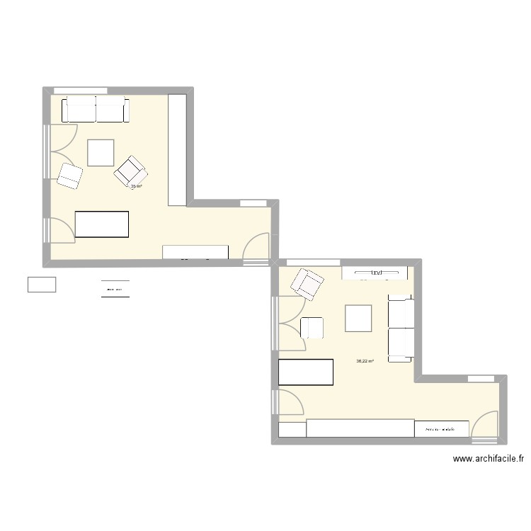 Meudon. Plan de 2 pièces et 71 m2