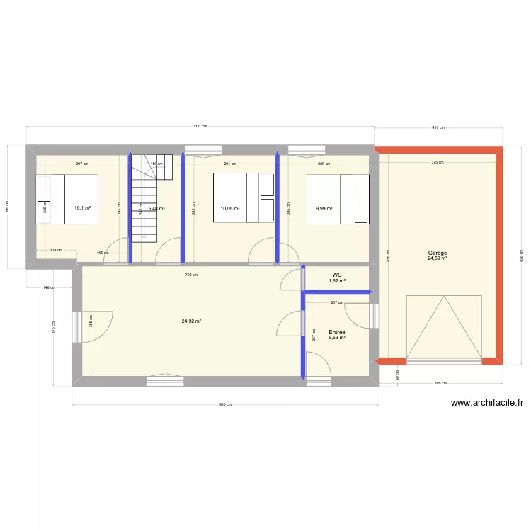 chalet rdc  Entree garage. Plan de 