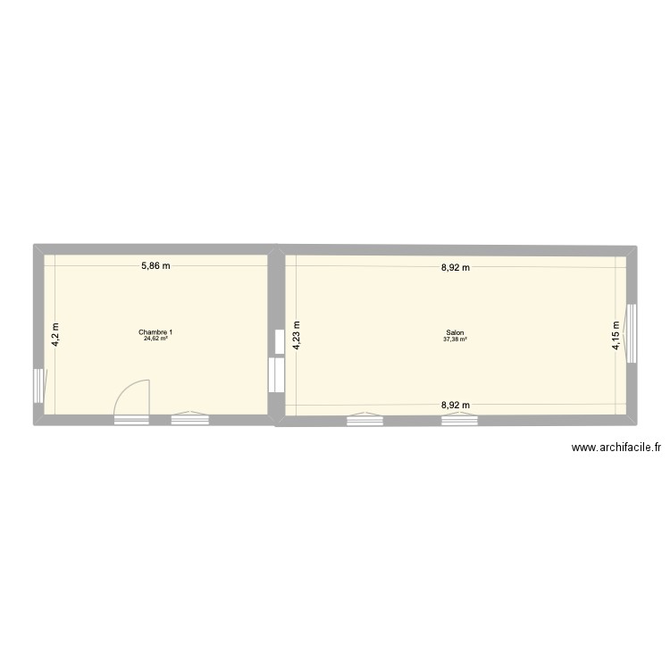 1er ÉTAGE MAISON THOMAS. Plan de 2 pièces et 62 m2