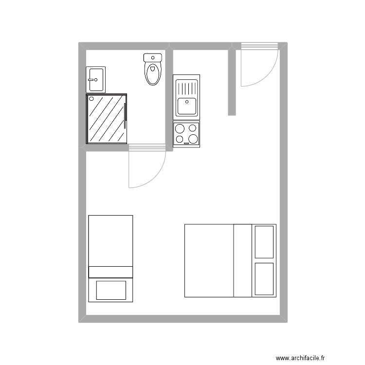 6 bis saint just. Plan de 2 pièces et 24 m2