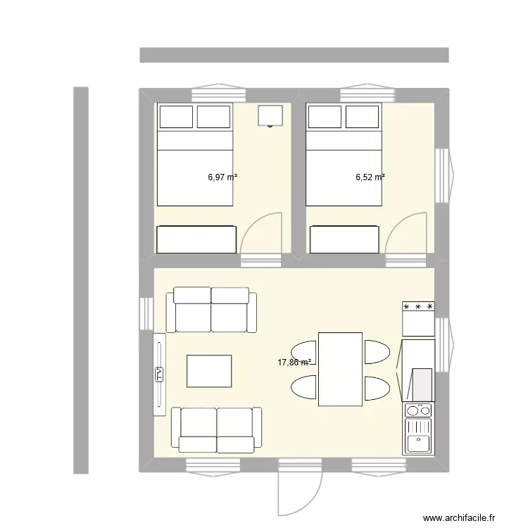 New2. Plan de 3 pièces et 31 m²