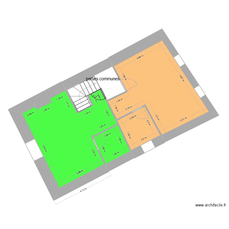 julisa 3eme étage. Plan de 6 pièces et 59 m2