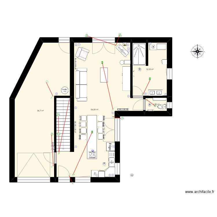 rez de chaussée. Plan de 0 pièce et 0 m2