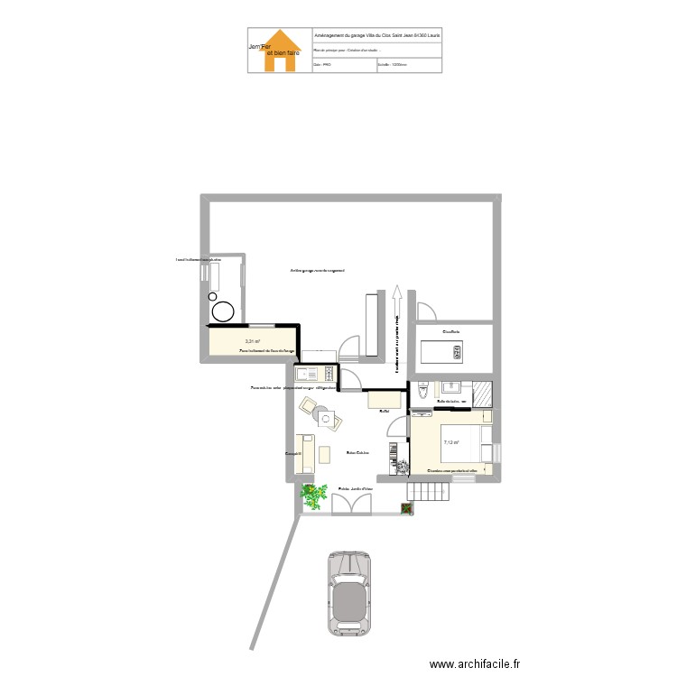 LAURIS. Plan de 2 pièces et 10 m2