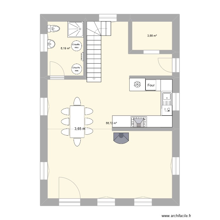 etage  Vuissens Projet. Plan de 3 pièces et 67 m2