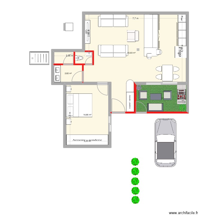 TANIA E PAULO 3. Plan de 3 pièces et 63 m2
