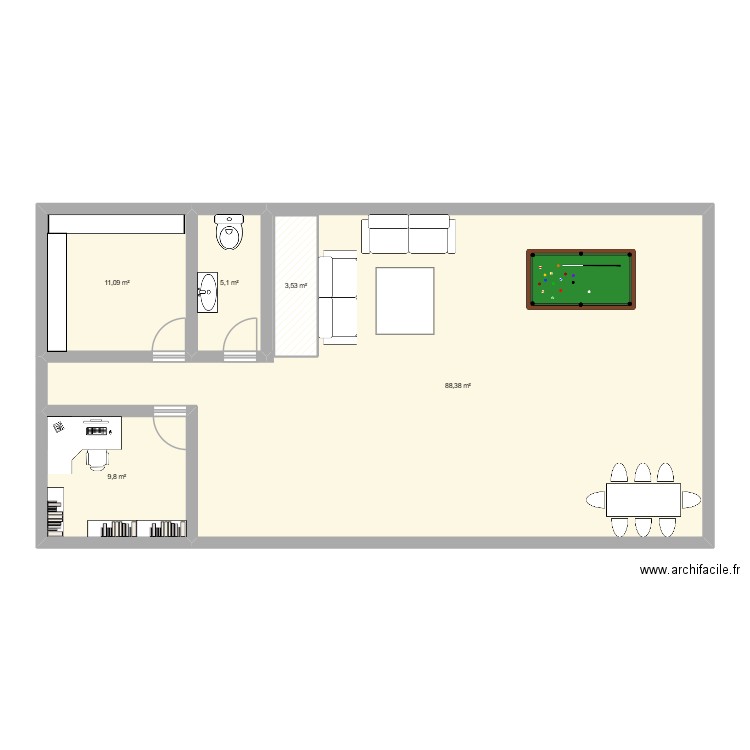 plan étage. Plan de 5 pièces et 118 m2