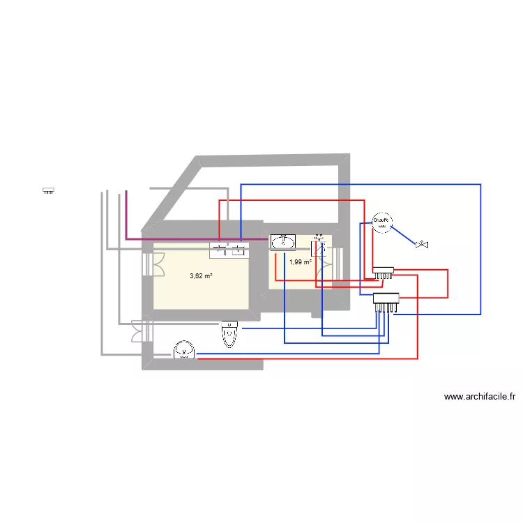 mou. Plan de 2 pièces et 6 m²