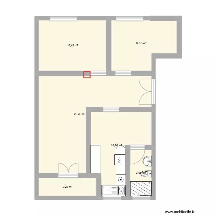 2223. Plan de 6 pièces et 57 m²