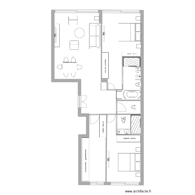 fontainebleau. Plan de 4 pièces et 89 m2