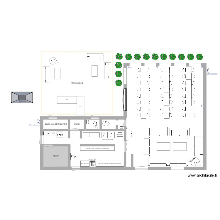 Salle et cuisine. Plan de 0 pièce et 0 m2