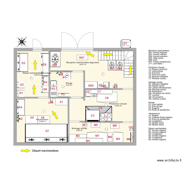 RDC FLUX DEPART MARCHANDISES 2. Plan de 6 pièces et 76 m2