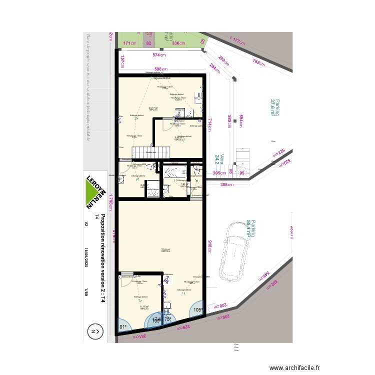 renovation coco. Plan de 10 pièces et 94 m2