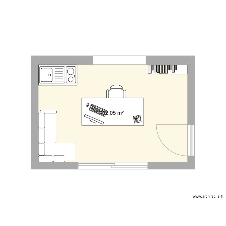 Bureau Mika GIUSTI. Plan de 1 pièce et 12 m2