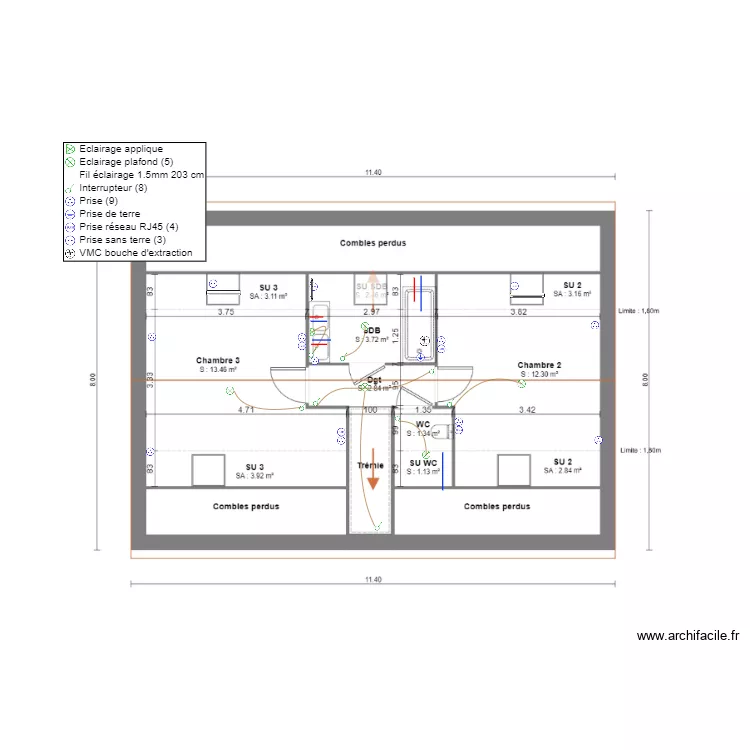 LEUCAT ETAGE. Plan de 