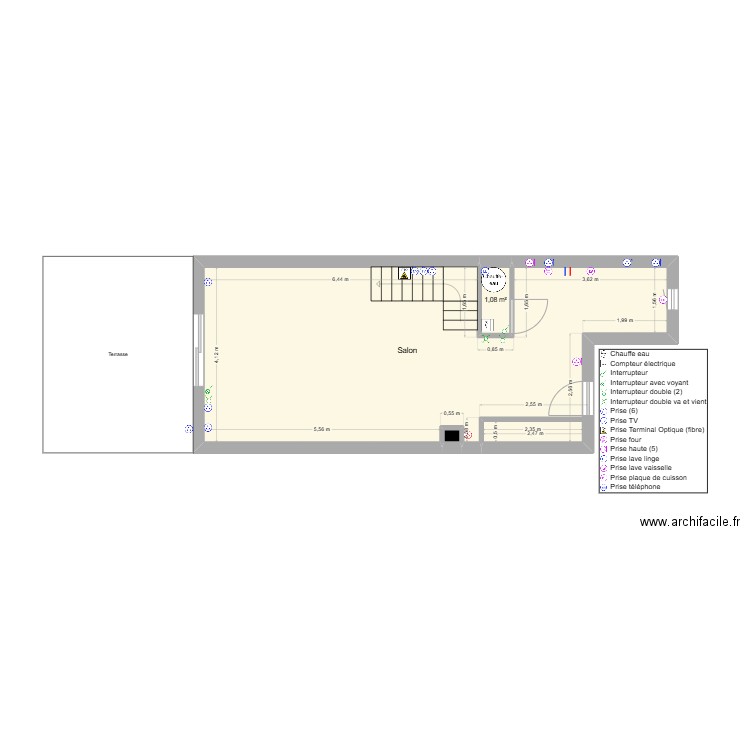 MIMET RDC. Plan de 3 pièces et 39 m2
