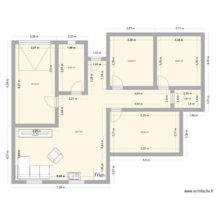 test 2. Plan de 7 pièces et 116 m2