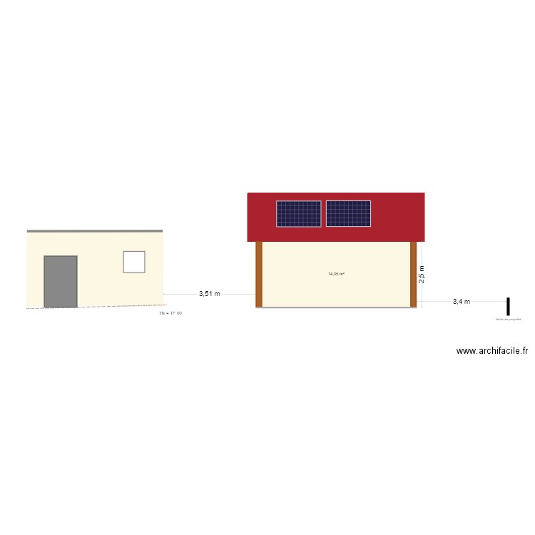 face sud appenti v2. Plan de 2 pièces et 26 m2