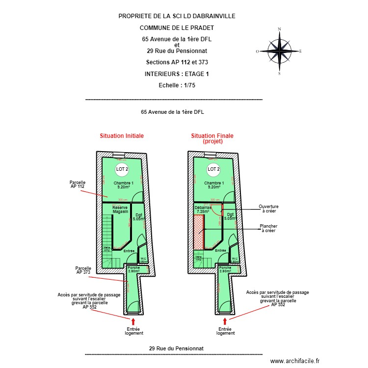 SCI LD DABRAINVILLE R+1. Plan de 9 pièces et 52 m2