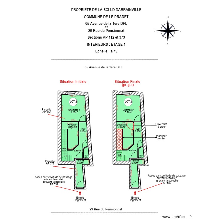 SCI LD DABRAINVILLE R+1. Plan de 9 pièces et 52 m2