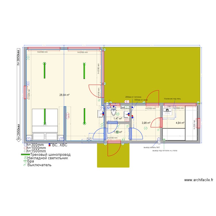 45 Баня эл. Plan de 7 pièces et 61 m2
