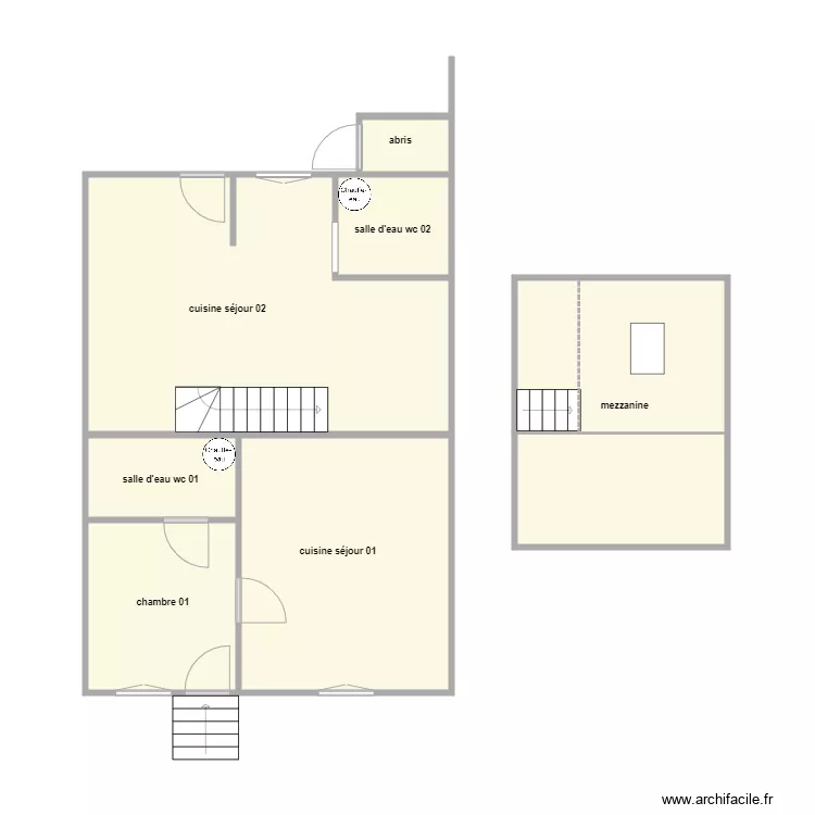 ch&eacute;n&eacute; am. Plan de 7  et 77 m²